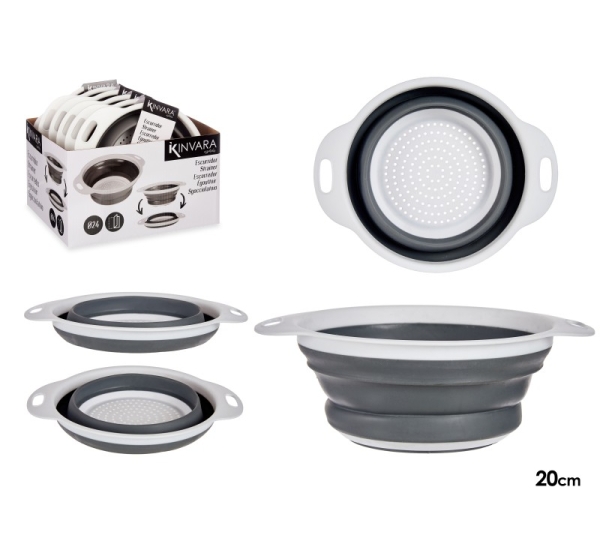 Round strainer, white and grey, 20 cm, 3.5×24.8×19.5 cm, 81604, Kinvara
