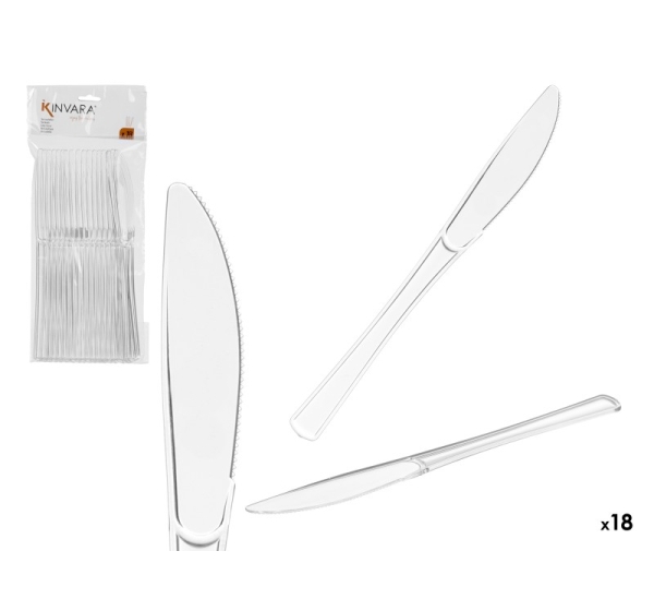 Set of 18 transparent plastic knives, 25.5×11×1 cm, 10675, Kinvara