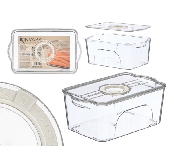 Medium refrigerator organizer with lid, white, 10.8×26.3×16 cm, 12509, Kinvara