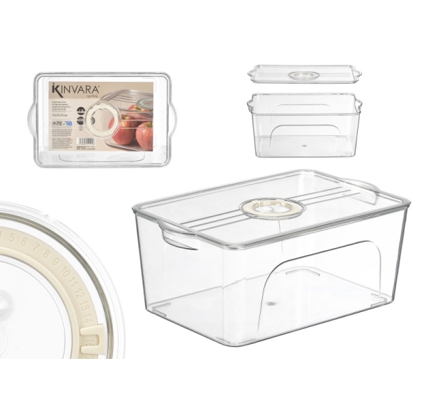 Ledusskapja organizators ar vāku, balts, 14×33.5×21.2 cm, 12511, Kinvara