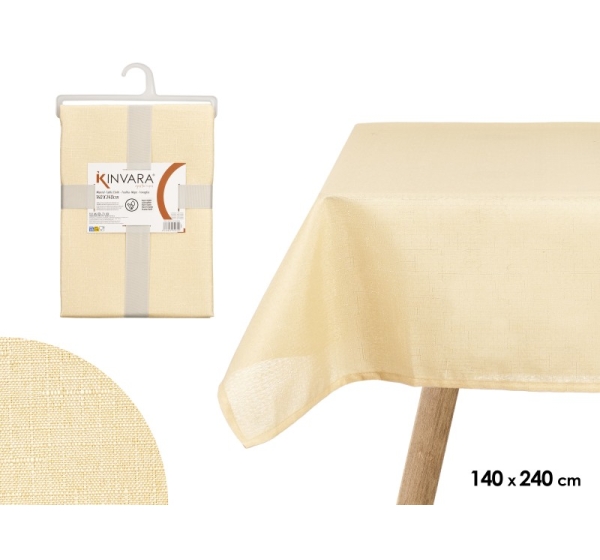 Polyester tablecloth 140×240 cm, beige, 2×35×24 cm, 95071, Kinvara