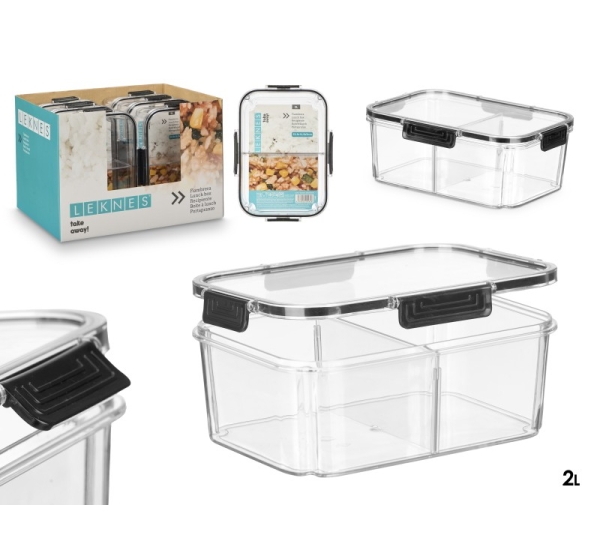Airtight divided lunchbox 2 L, 9×24×16.5 cm, 10465, Leknes
