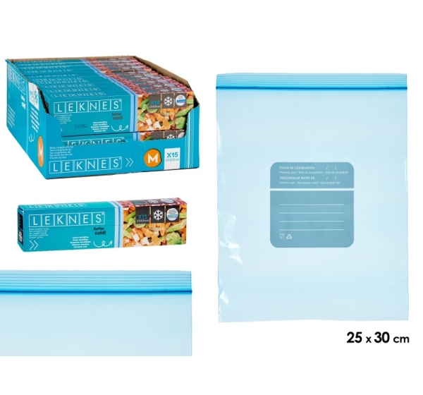 15 units medium freezing bag with zip, 25×30+2 cm, 87068, Leknes