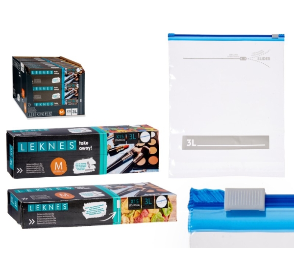 15 units multipurpose bag with zip 3L, 25×30+2.5 cm, 87071, Leknes