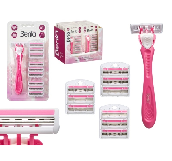 Women's razor with 10 cartridges, pink, 21×11×3 cm, 12210, Berilo
