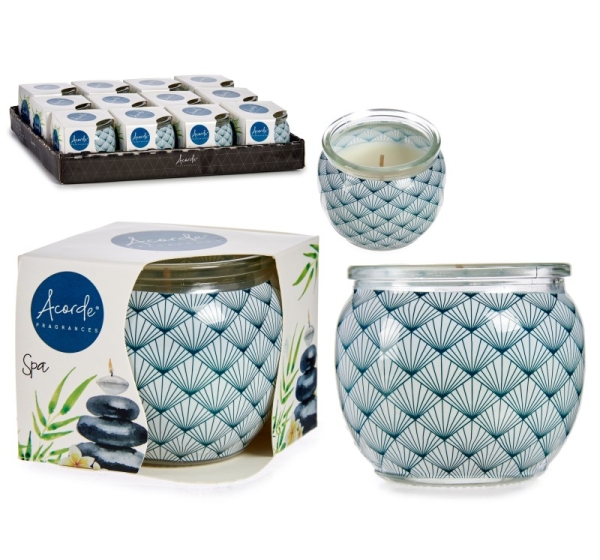 Candle in glass container, Spa Home, 6.3×7.5×7.5 cm, 52008, Acorde