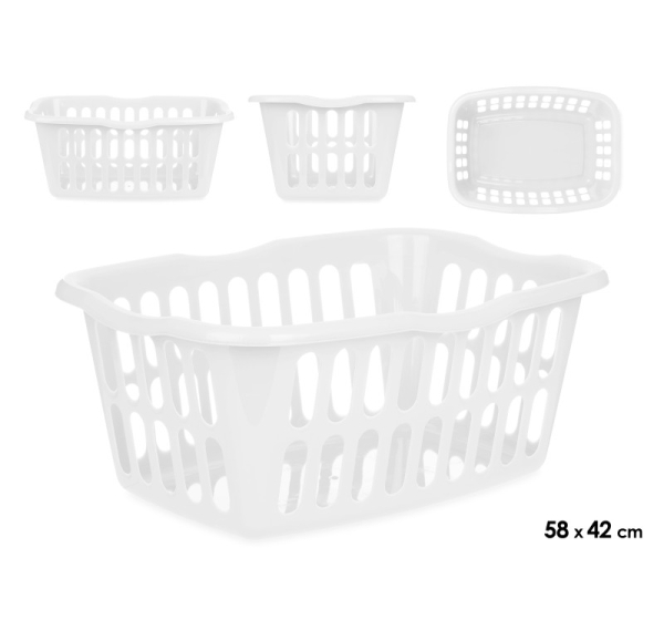 Rectangular basket, white, 24×58×42 cm, 85321, Kipit