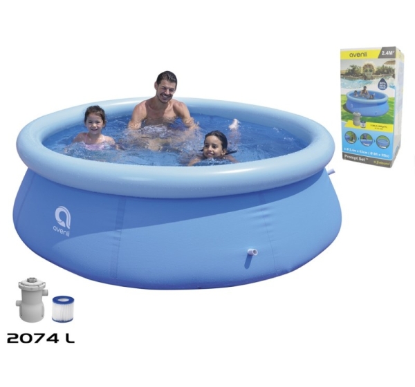 Inflatable swimming pool with filter, 2074L, 240 cm x 240cm, height 63 cm AVENLI