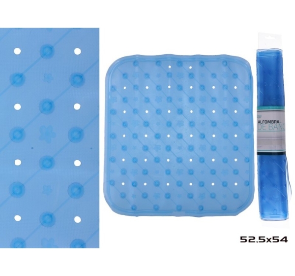PVC vannas istabas paklājs, zils, 52.50 x 54.00 x 0.50, BATH&GO