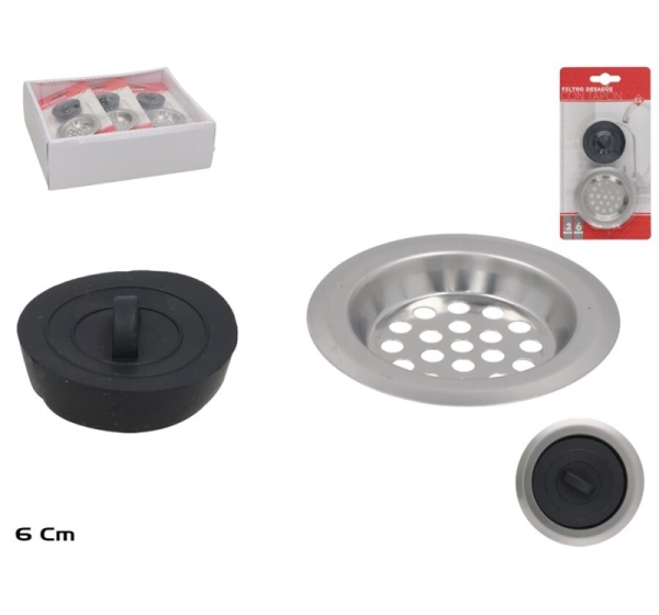Sink Strainer With Plug, 6.00 x 6.00 x 1.50