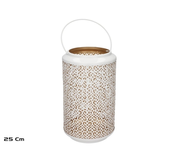 Lida White Candle Lantern, 25 cm, 15.00 x 15.00 x 25.00, GARDEN ENJOY