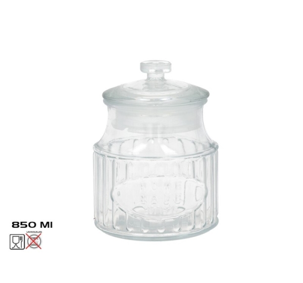 Винтажная стеклянная банка, 0.85 л, 11.50 x 11.50 x 16.00, KITCHEN&GO