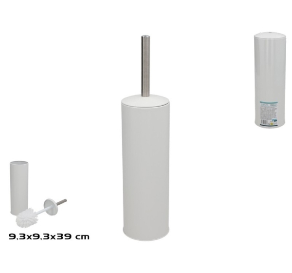 Toilet Brush Holder, White, 9.30 x 9.30 x 39.00, BATH&GO