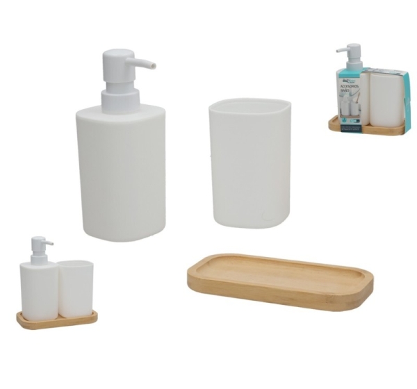 Soap Dispenser and Toothbrush Holder Set, White, 9.00 x 16.00 x 18.00, BATH&GO