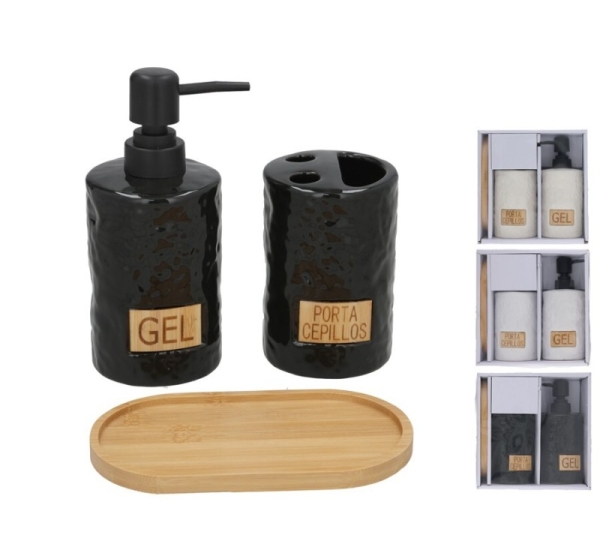 Ceramic Bathroom Set, Soap Dispenser and Toothbrush Holder, 7.50 x 9.00 x 16.50, BATH&GO