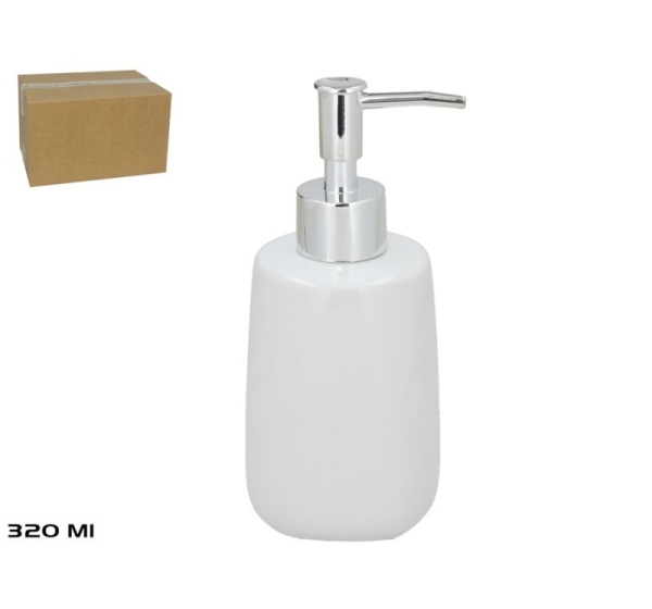 320 ml White Ceramic Soap Dispenser, 7.00 x 7.00 x 16.50, BATH&GO