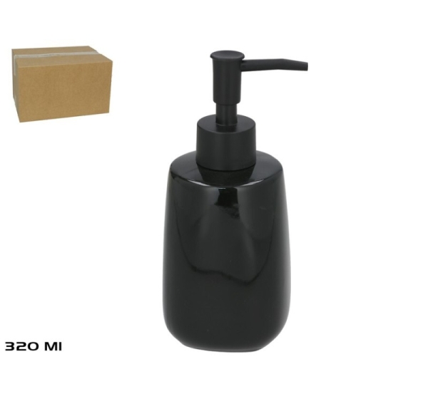 320 ml Black Ceramic Soap Dispenser, 7.00 x 7.00 x 16.50, BATH&GO