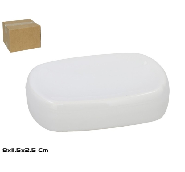 Ceramic Soap Holder, White, 8.50 x 12.00 x 3.00, BATH&GO