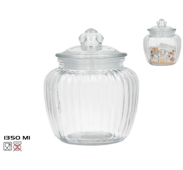 Стеклянная банка Greta, 1350 мл, 14.00 x 14.00 x 17.00, KITCHEN&GO