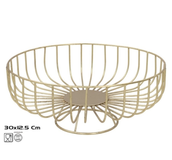 Fruit Bowl, Gold, 30.00 x 30.00 x 12.50, KITCHEN&GO
