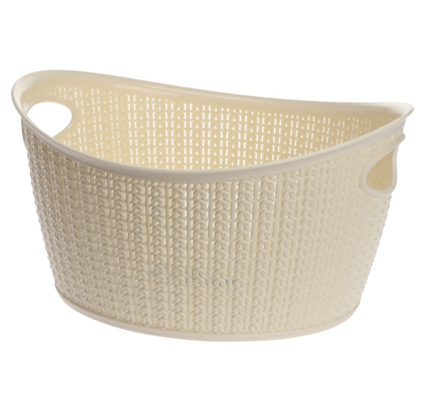 Plastic Basket with Knit Design, 9 L, 22814, Cream, 35 x 28.5 x 18.5, ALSEA