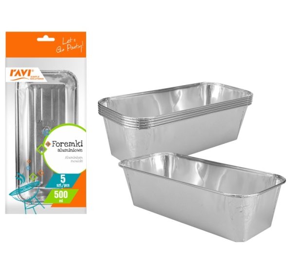 Aluminium moulds 500 ml, 5 pcs, 15.5 x 6.5 x 32.5, 00110, Simple Solution