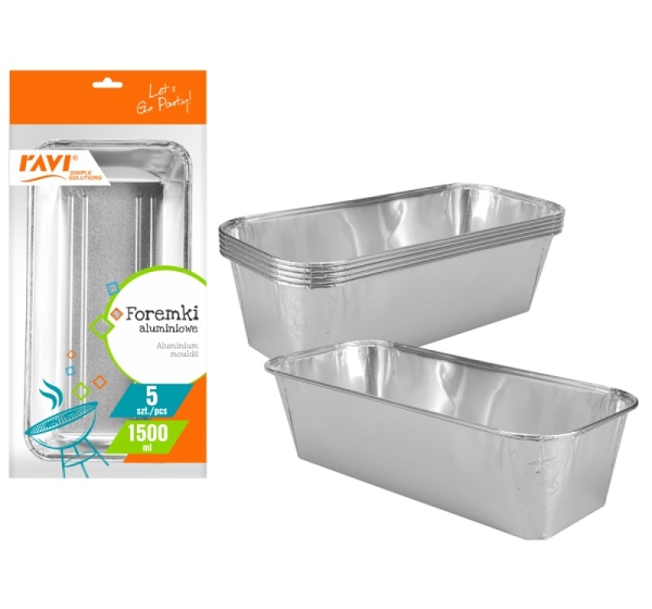 Aluminium moulds 1500 ml, 5 pcs, 23.2 x 9 x 41, 00112, Simple Solution