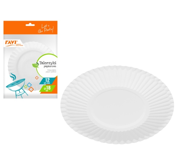Одноразовые бумажные тарелки, 18 см, 12 шт., 21 x 2.5 x 29, 00307, Simple Solution