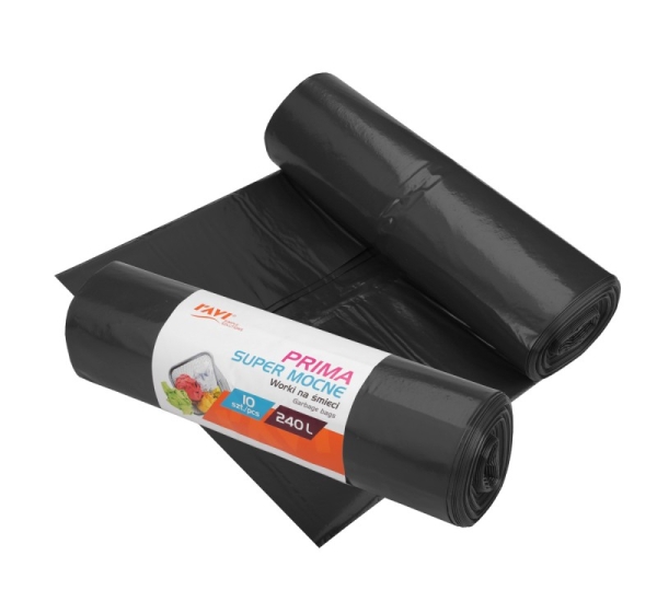 PRIMA LDPE Garbage bags 240 L, 120 x 150 cm, 10 pcs black, 33 x 7.5 x 9.5, 00762, Simple Solution