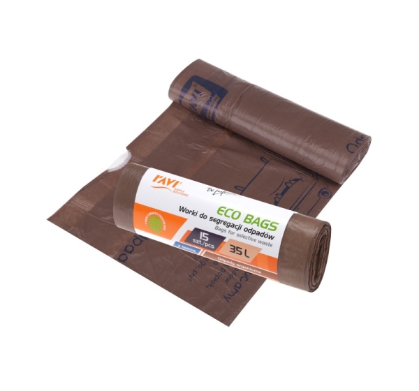 Мешки для раздельного мусора, 35 л, 15 шт., BIO, 19 x 4.5 x 4.5, 00776, Simple Solution