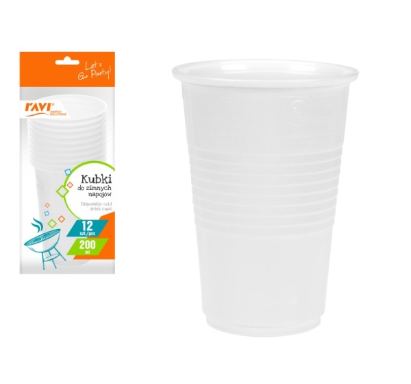Disposable cold drinks cups, 200 ml, 12 pcs, 13.5 x 7 x 30, 01313, Simple Solution