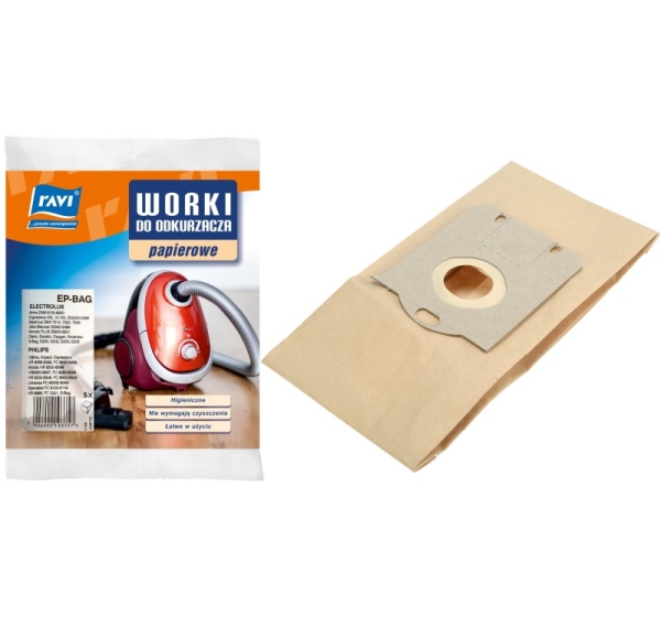 Electrolux/Philips EP-BAG vacuum cleaner bags 5 pcs., 20 x 2 x 30, 10375, Simple Solution