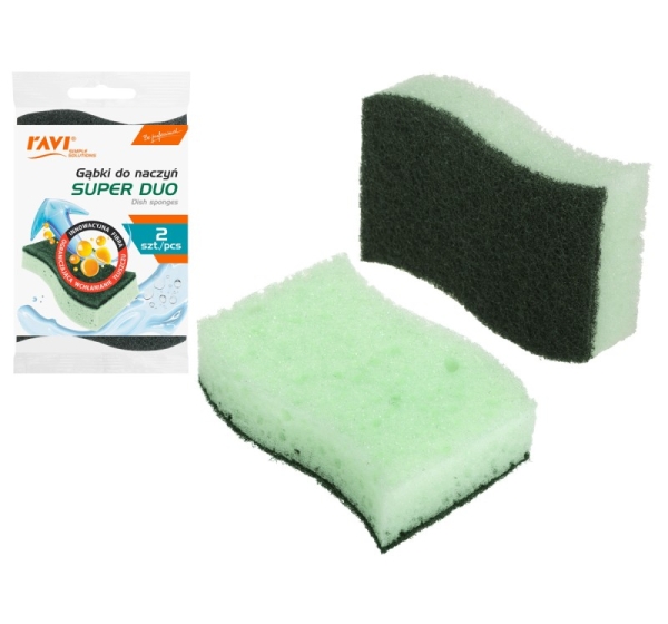 Dish sponge SUPER DUO, 2 pcs, 3 x 11 x 19, 10524, Simple Solution