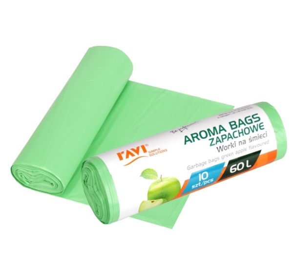 Мешки для мусора Aroma Bags, зеленое яблоко, 60 л, 10 шт., 4 x 17 x 4, 10704, Simple Solution