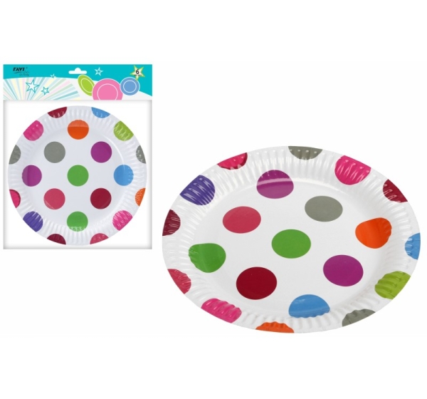 LGP Round paper plates, Pink dots, 23 cm / 6 pcs, 24 x 2 x 30, 12184, RAVI Decor