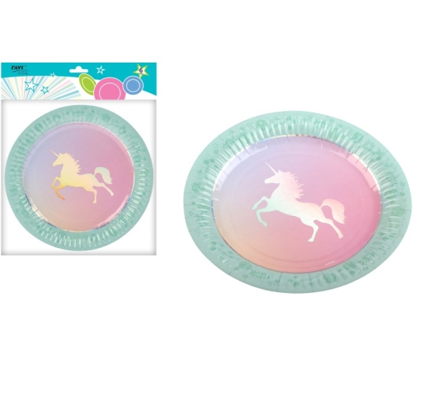 LGP Unicorn paper plates, 18 cm / 6 pcs., 20 x 25 x 1, 12199, RAVI Decor