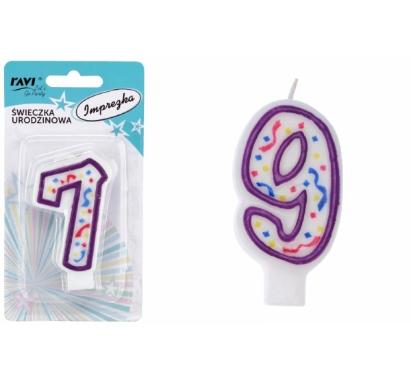 IMPREZKA birthday candle, number 9, 14 x 2 x 75, 32000, RAVI Decor