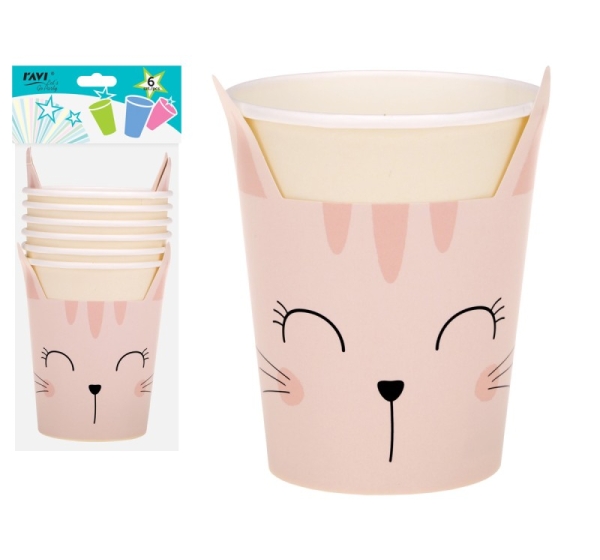 Бумажные стаканы LGP Kitty, 270 мл / 6 шт., 13 x 7.5 x 23, 32124, RAVI Decor
