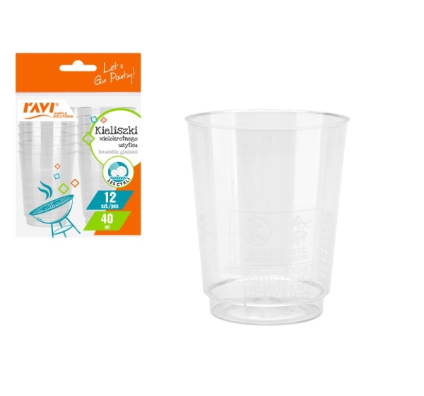 Reusable glasses, 40 ml, 12 pcs, 13 x 3.5 x 18, 70291, Simple Solution