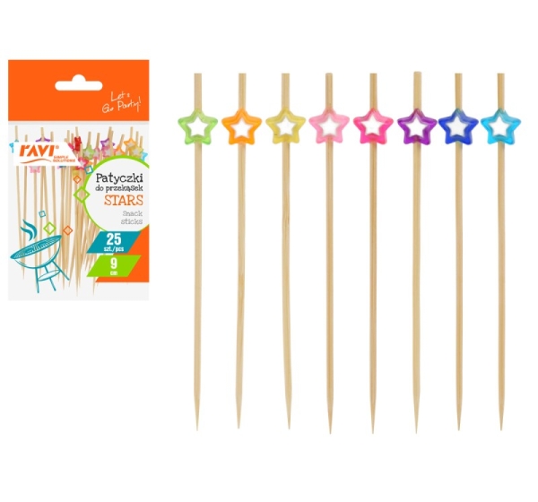 STARS bamboo snack sticks, 25 pcs, 9 cm, 9.8 x 1.5 x 16, 71853, Simple Solution