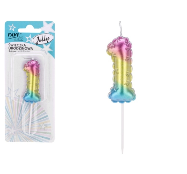 Свеча для дня рождения Jelly 1, 6.5 x 1 x 16, 72025, RAVI Decor