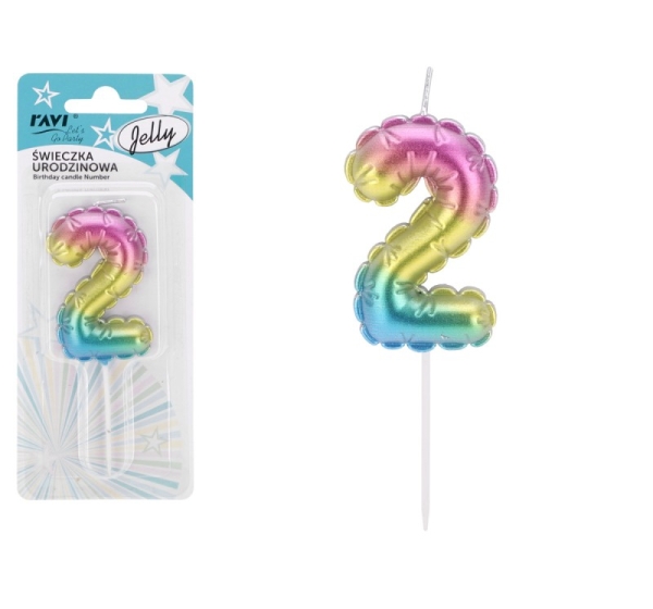 Birthday candle Jelly 2, 6.5 x 1 x 16, 72026, RAVI Decor