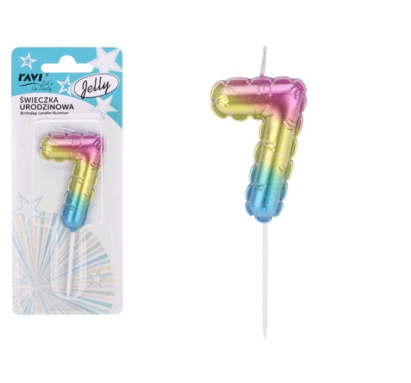 Свеча для дня рождения Jelly 7, 6.5 x 1 x 16, 72031, RAVI Decor