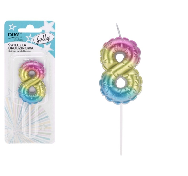 Dzimšanas dienas svece Jelly 8, 6.5 x 1 x 16, 72032, RAVI Decor