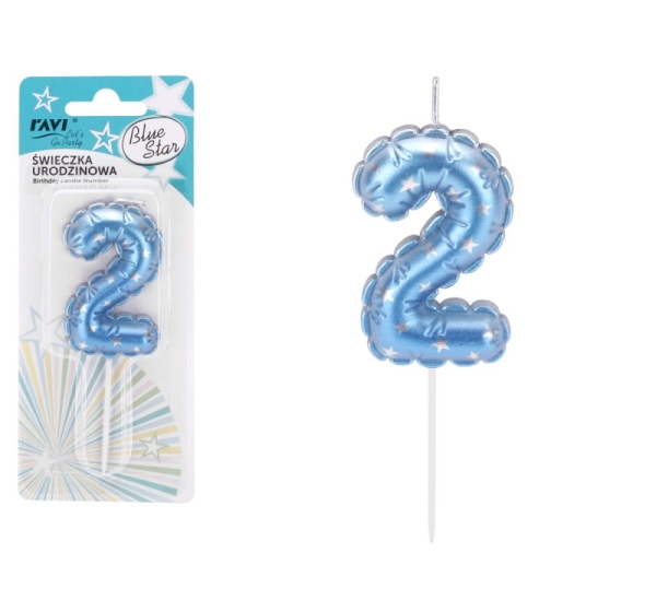 Birthday candle Blue Star 2, 6.5 x 1 x 16, 72036, RAVI Decor