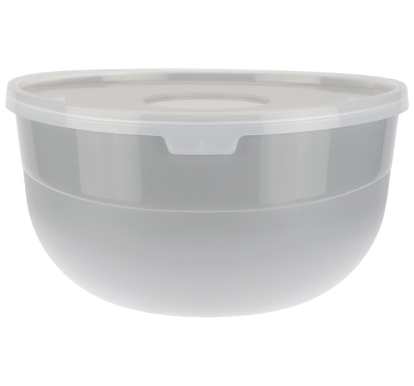 Bowl with lid, 1.2 L, grey, 9 x 16.5 x 16.5, 91315, RAVI Decor