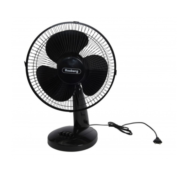 Galda ventilators, 30 W, 30 cm, 3 ātrumu izvēle, regulējama galva, melns, 551760B12B, Rosberg*