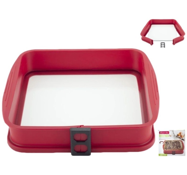 Silicone baking dish 26.5*25.1*5.3 cm (glass bottom), 7759, Kamille