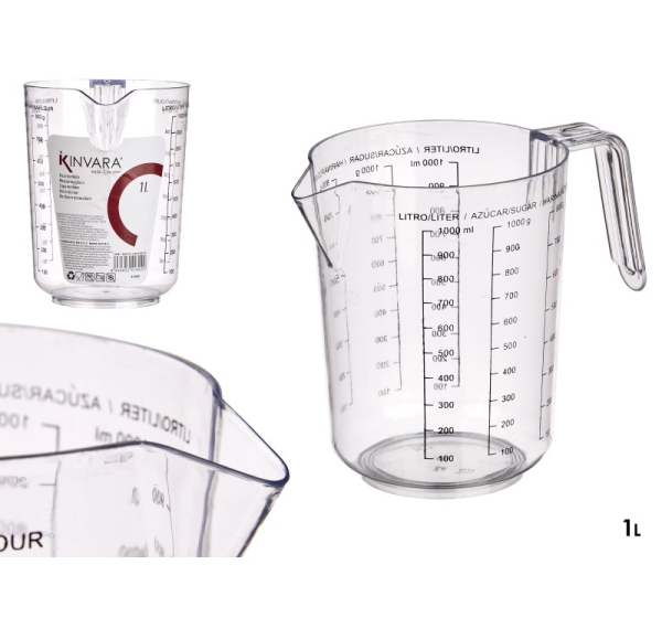 Transparent Measuring Cup, 1 L, 15 × 11.4 × 18 cm, 41892, KINVARA
