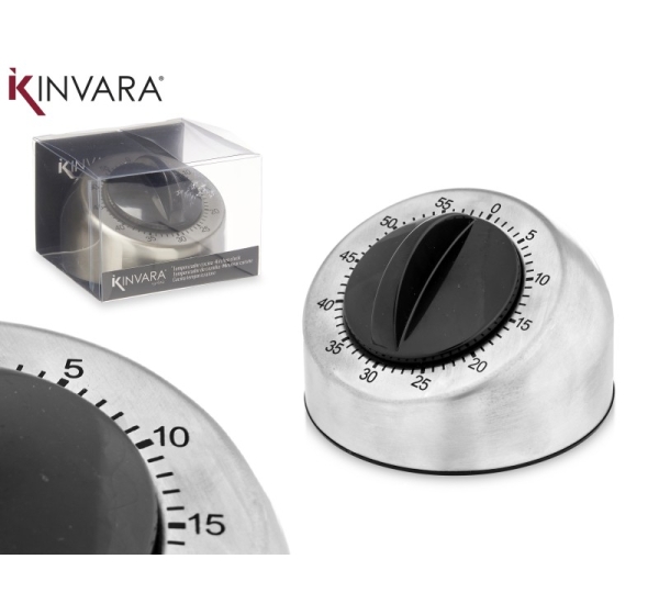 Kitchen Timer, Steel, Roulette, 6 × 8.3 × 8.3 cm, 76599, KINVARA